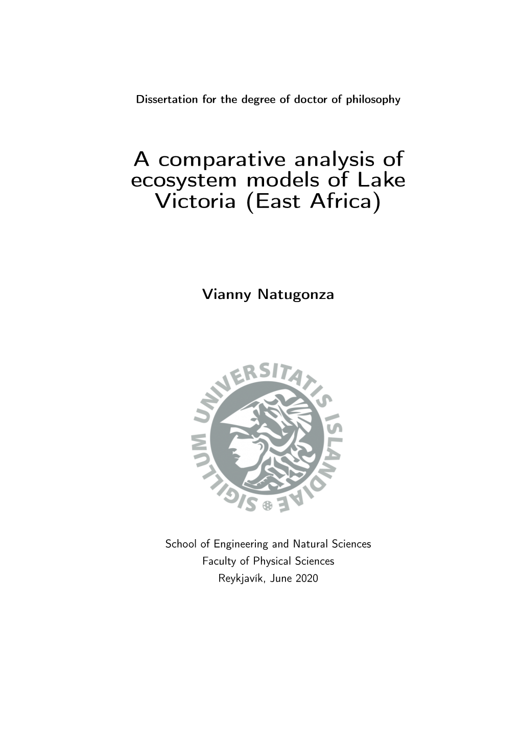 A Comparative Analysis of Ecosystem Models of Lake Victoria (East Africa)