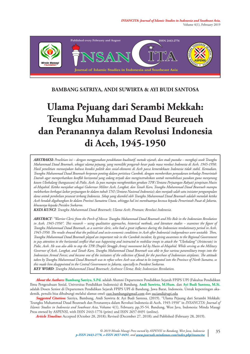 Teungku Muhammad Daud Beureueh Dan Jasa-Jasa Dari Masyarakat Aceh Ketika Bereaksi