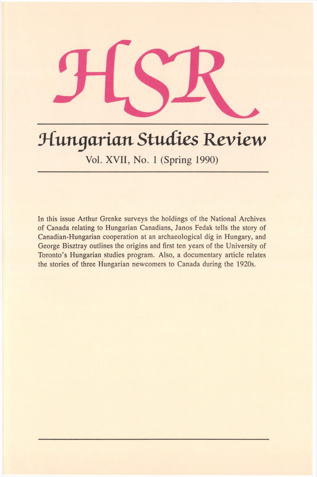 Hungarian Studies Review Vol