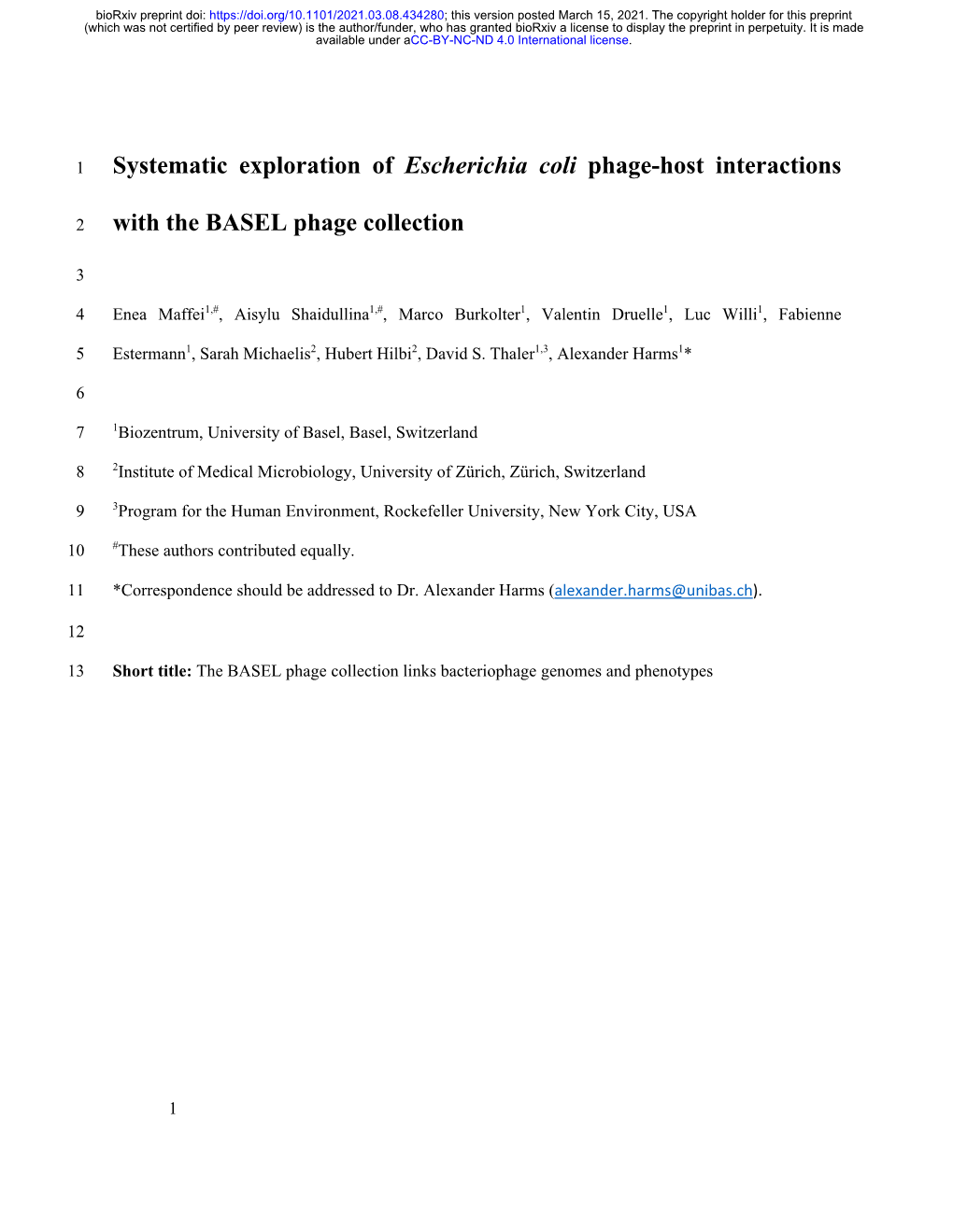 Systematic Exploration of Escherichia Coli Phage-Host Interactions