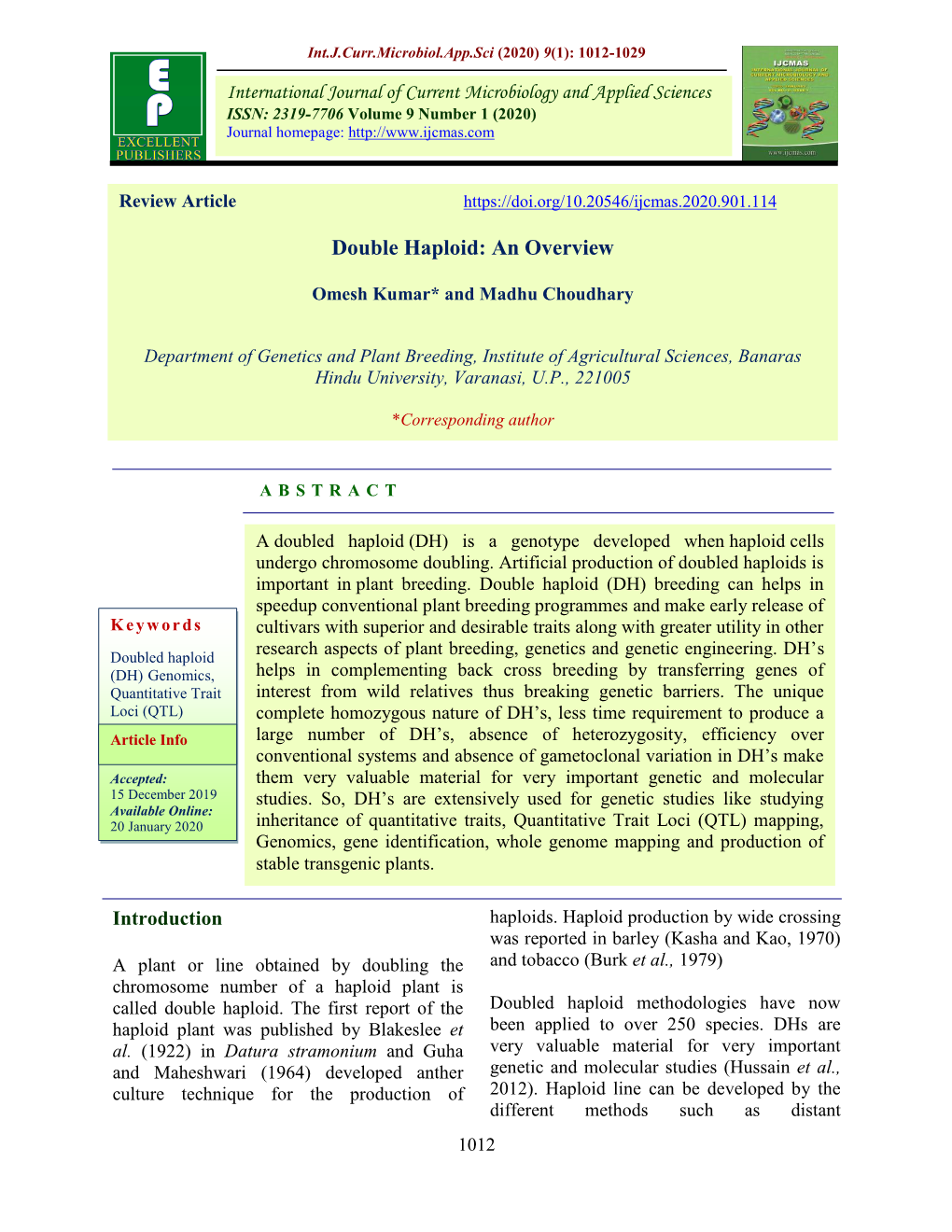 Double Haploid: an Overview