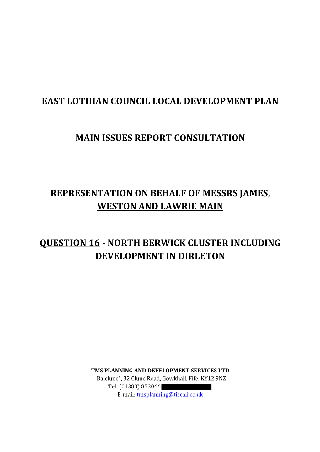 East Lothian Council Local Development Plan Main