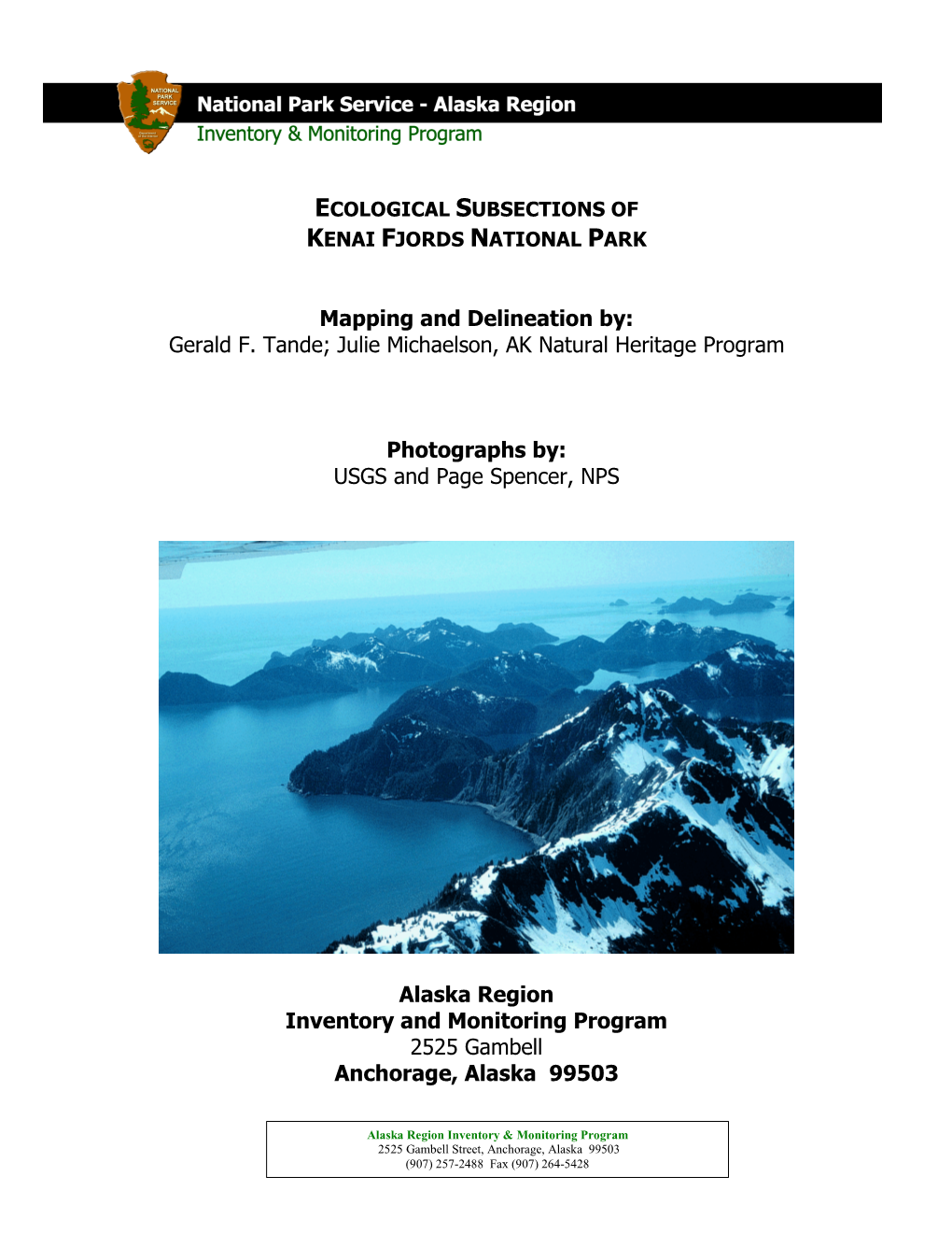 Ecological Subsections of Kenai Fjords National Park