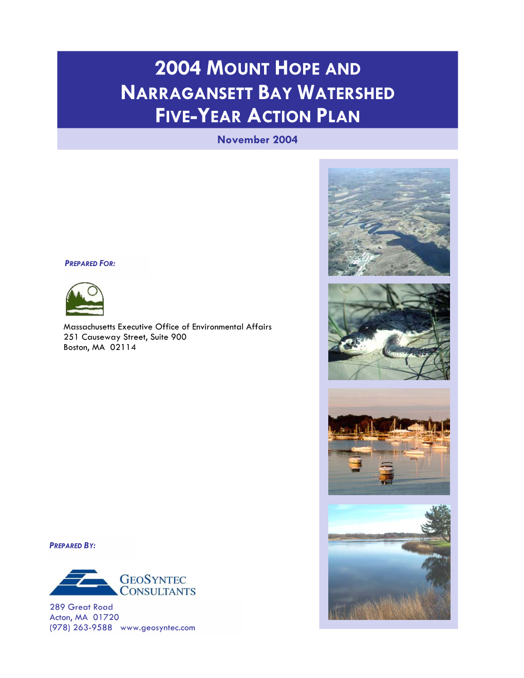 2004 Mount Hope and Narragansett Bay Watershed Five-Year Action Plan