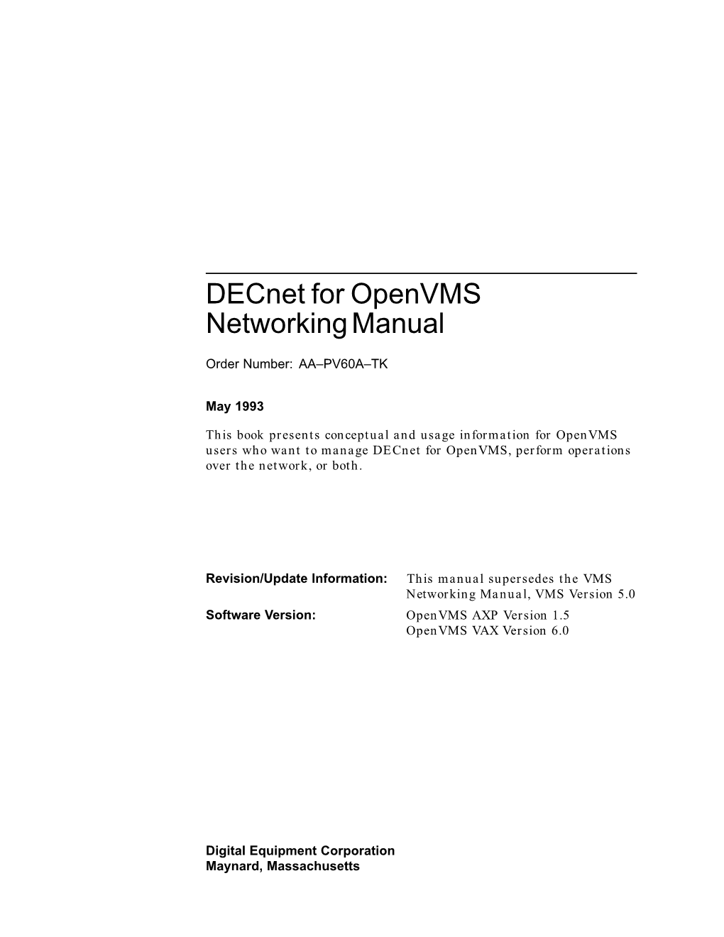 Decnet for Openvms Networking Manual