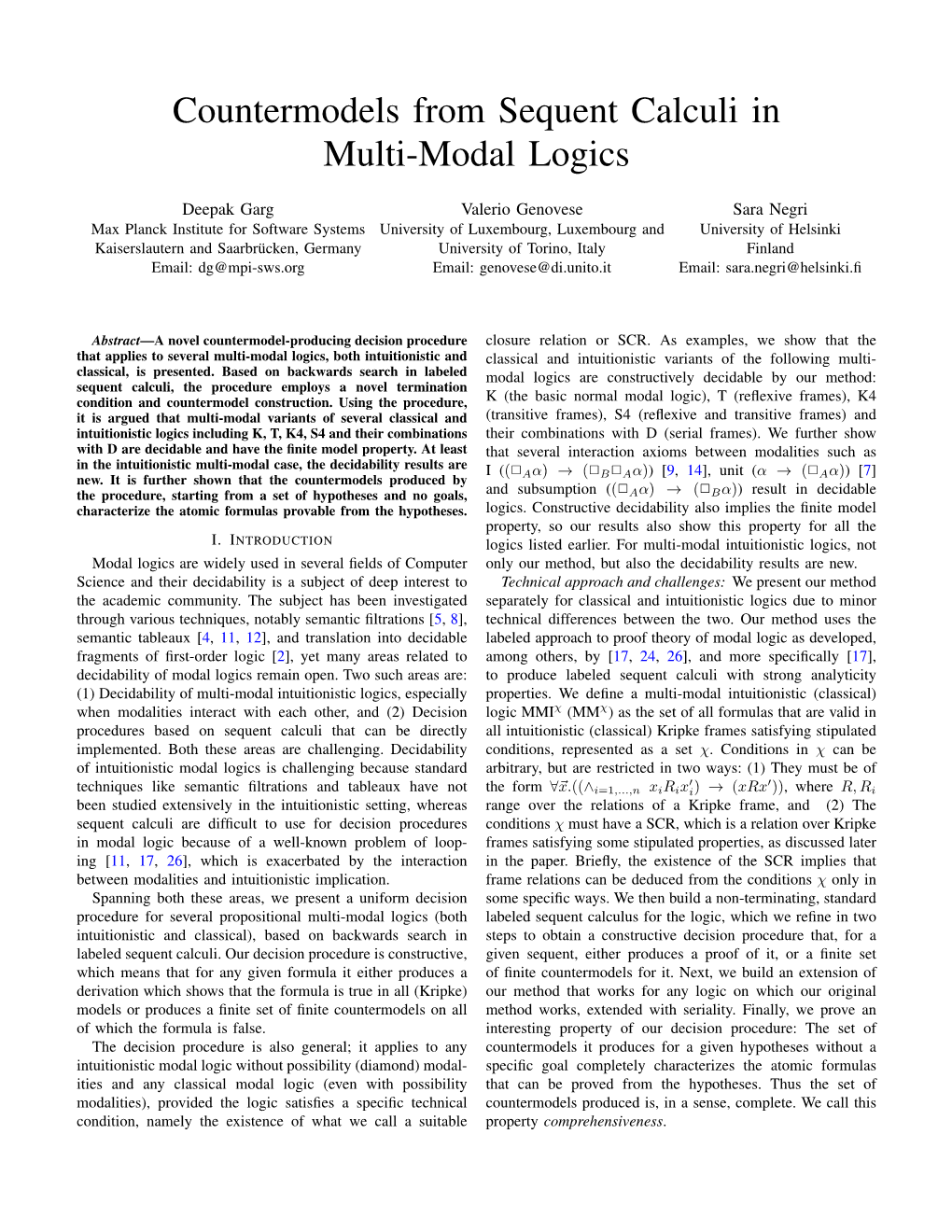 Countermodels from Sequent Calculi in Multi-Modal Logics