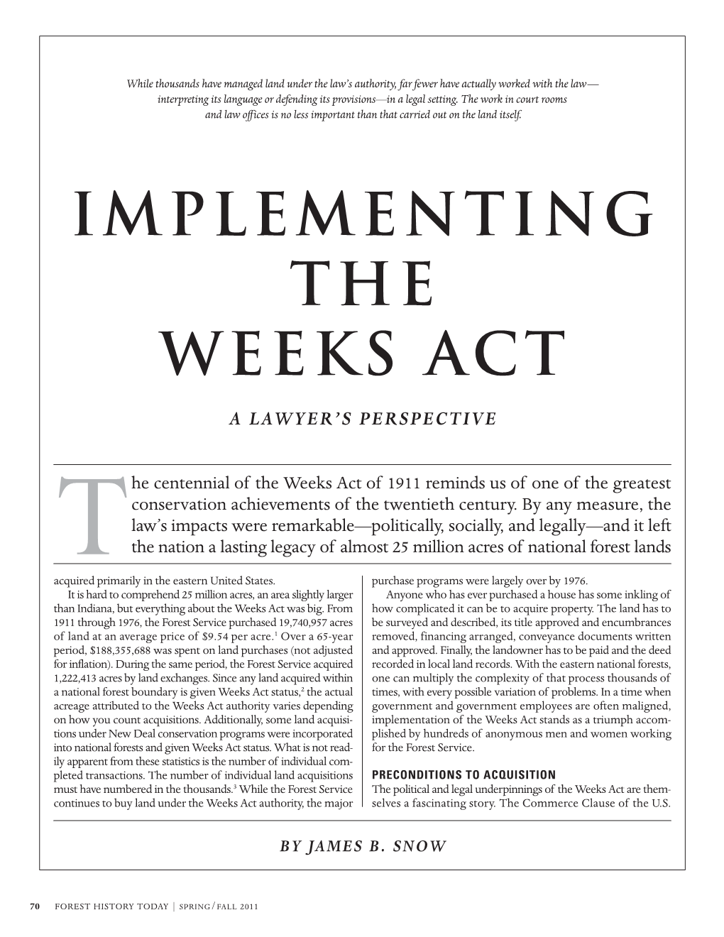 Implementing the Weeks Act