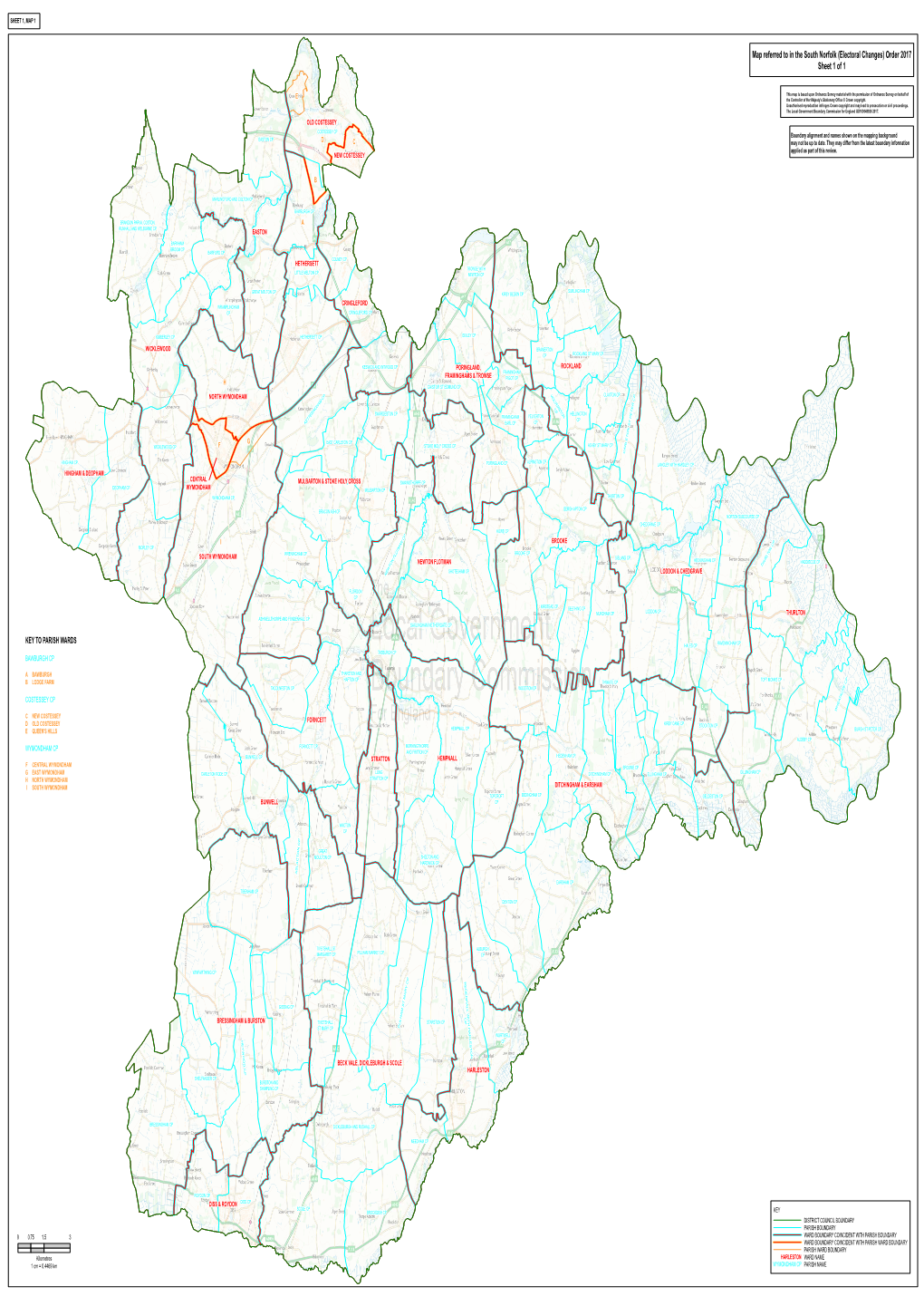 Map Referred to in the South Norfolk (Electoral Changes) Order 2017 Sheet 1 of 1