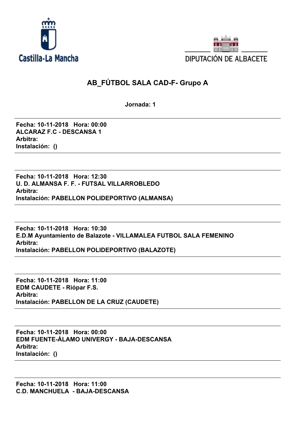 AB FÚTBOL SALA CAD-F- Grupo A