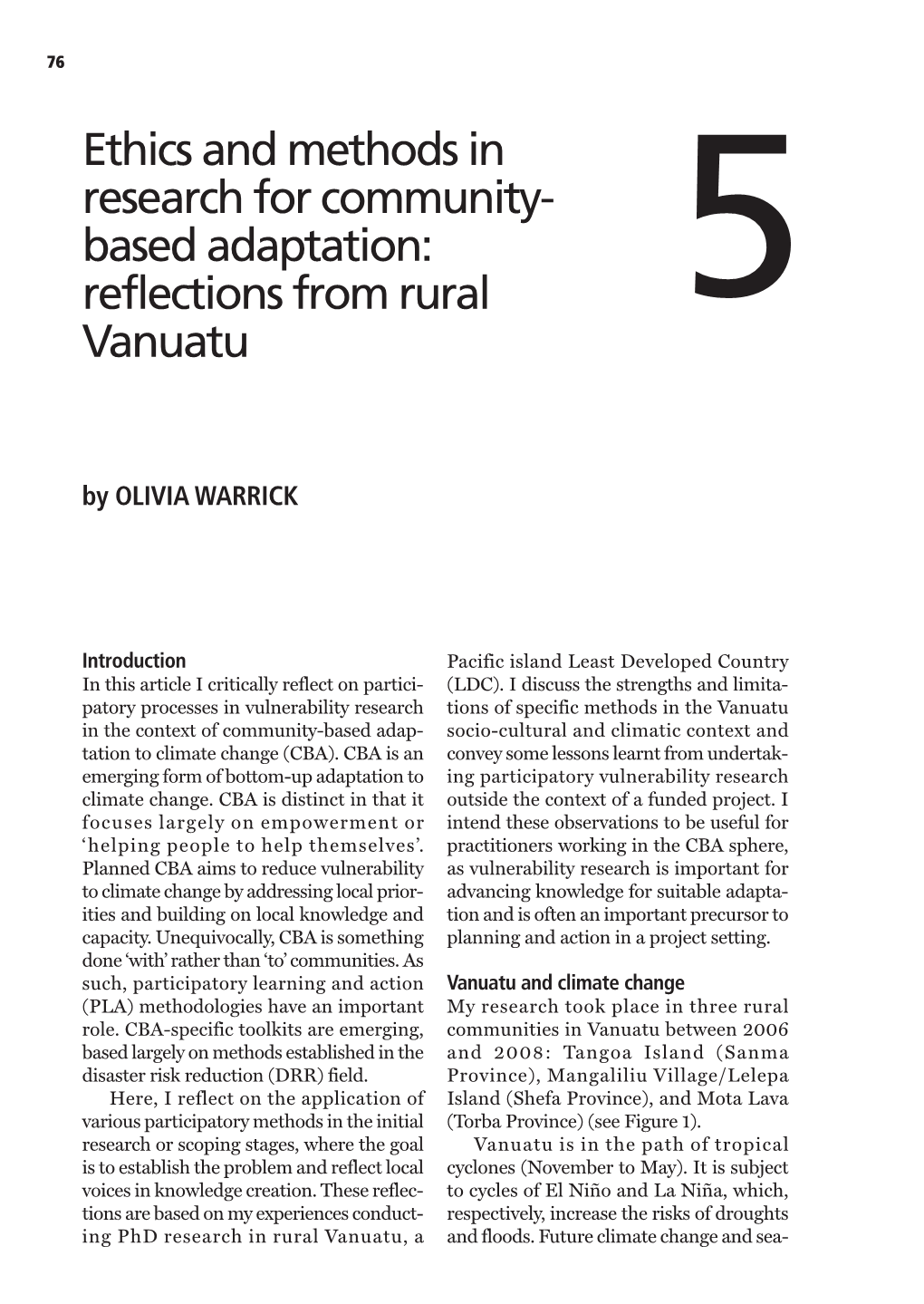 Based Adaptation: Reflections from Rural Vanuatu 77