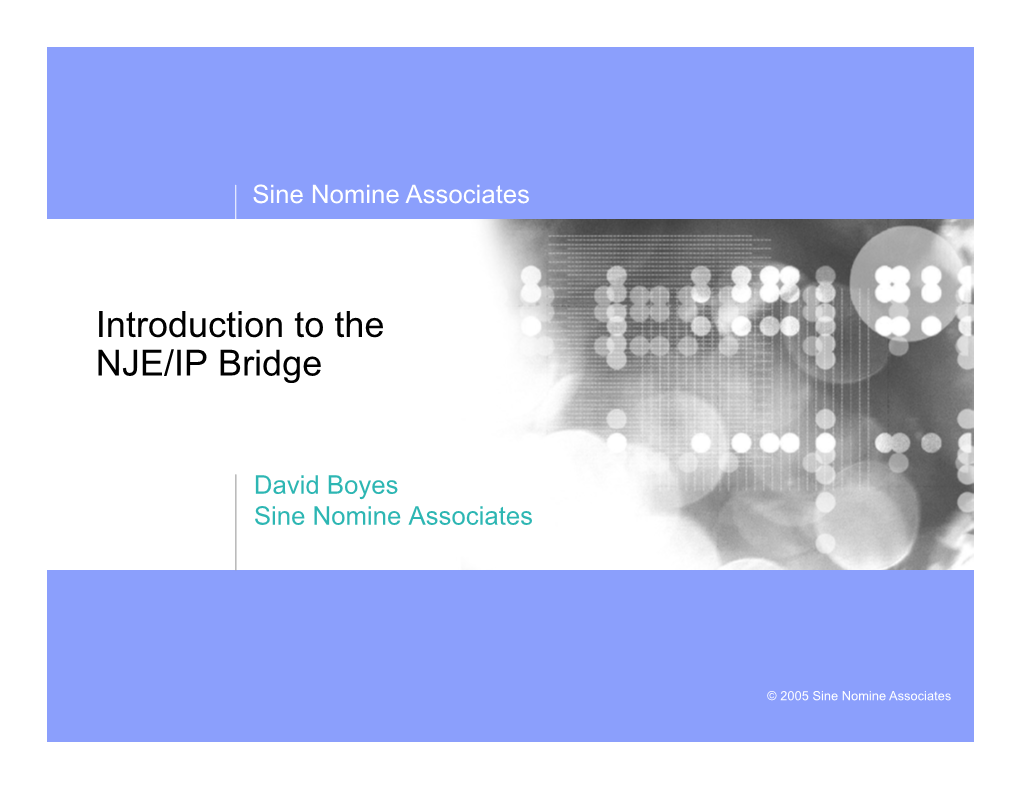 Intro to NJE on Non-IBM Systems