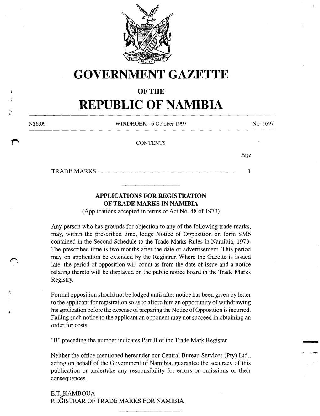 Government Gazette Republic of Namibia