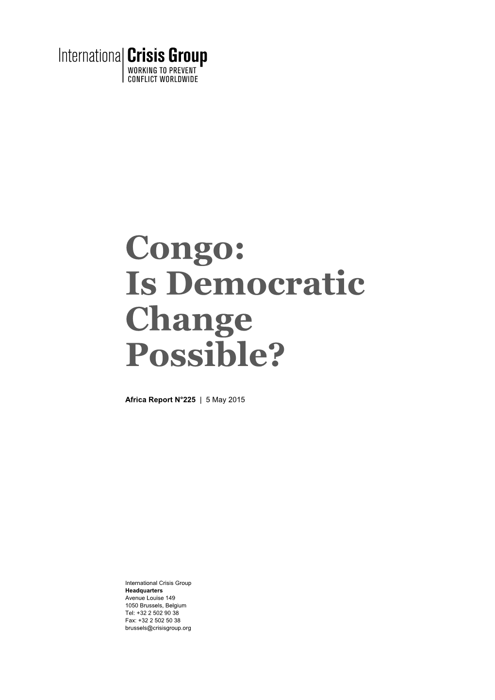 Congo: Is Democratic Change Possible?