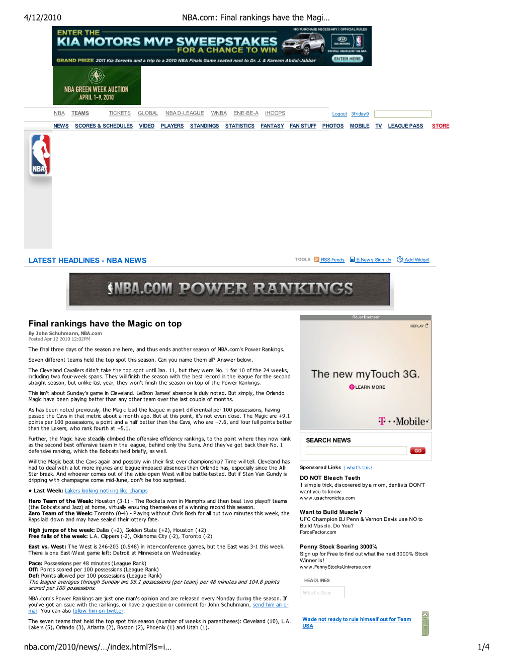 NBA.Com: Final Rankings Have the Magi…