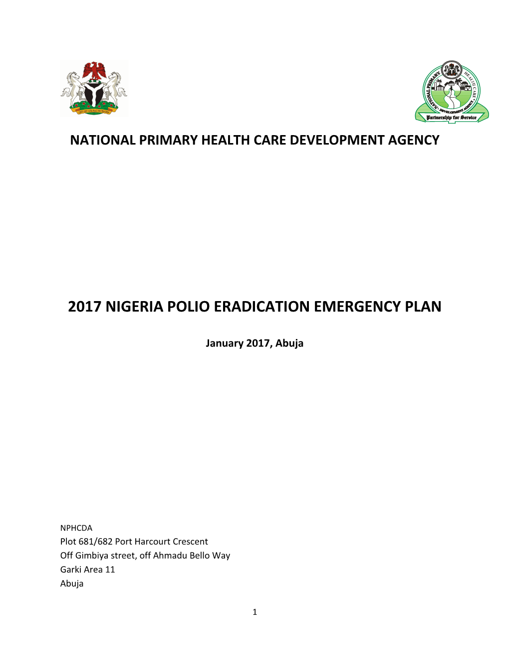 Nigeria National Emergency Action Plan – January 2017