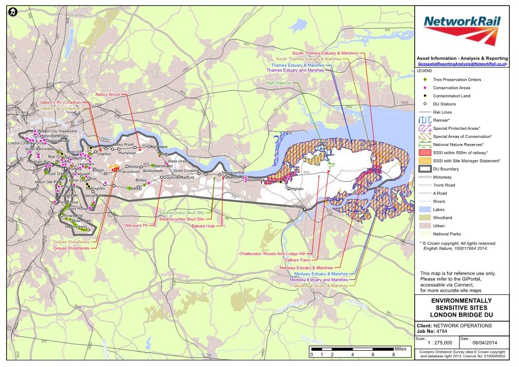 Environmentally Sensitive Site Map SSSI Kent London Bridge