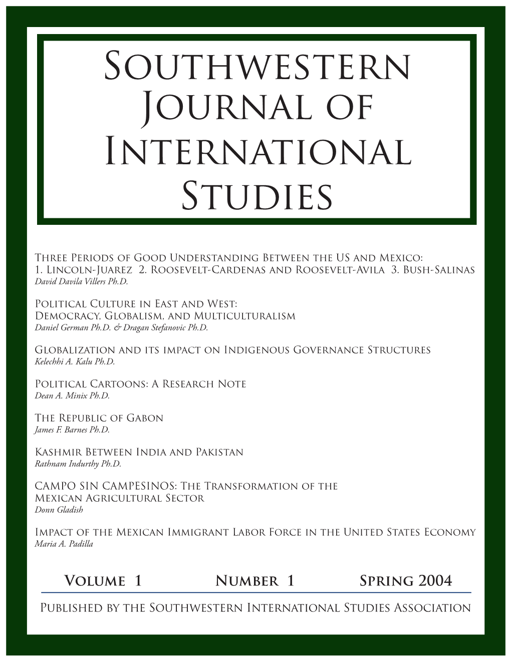 Southwestern Journal of International Studies