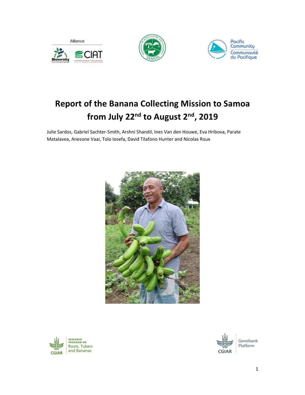 Report of the Banana Collecting Mission to Samoa from July 22Nd to August 2Nd, 2019