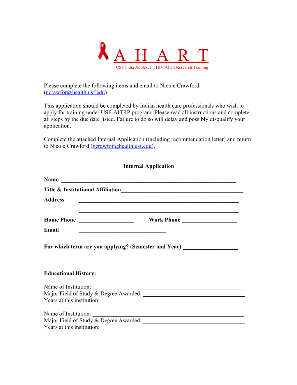 AITRP Application for Intermediate Training