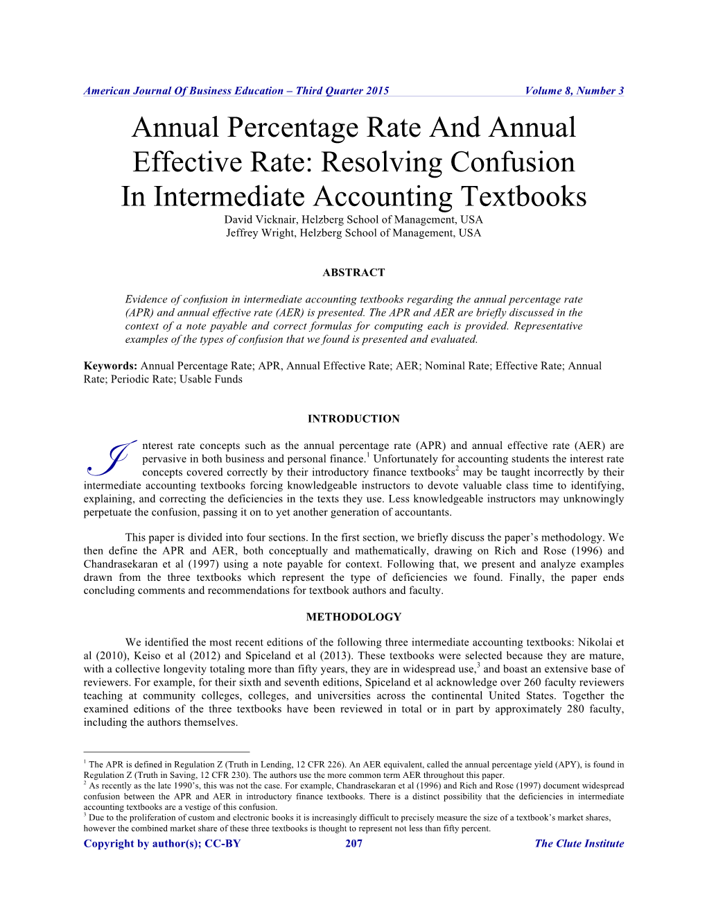 Annual Percentage Rate and Annual Effective Rate