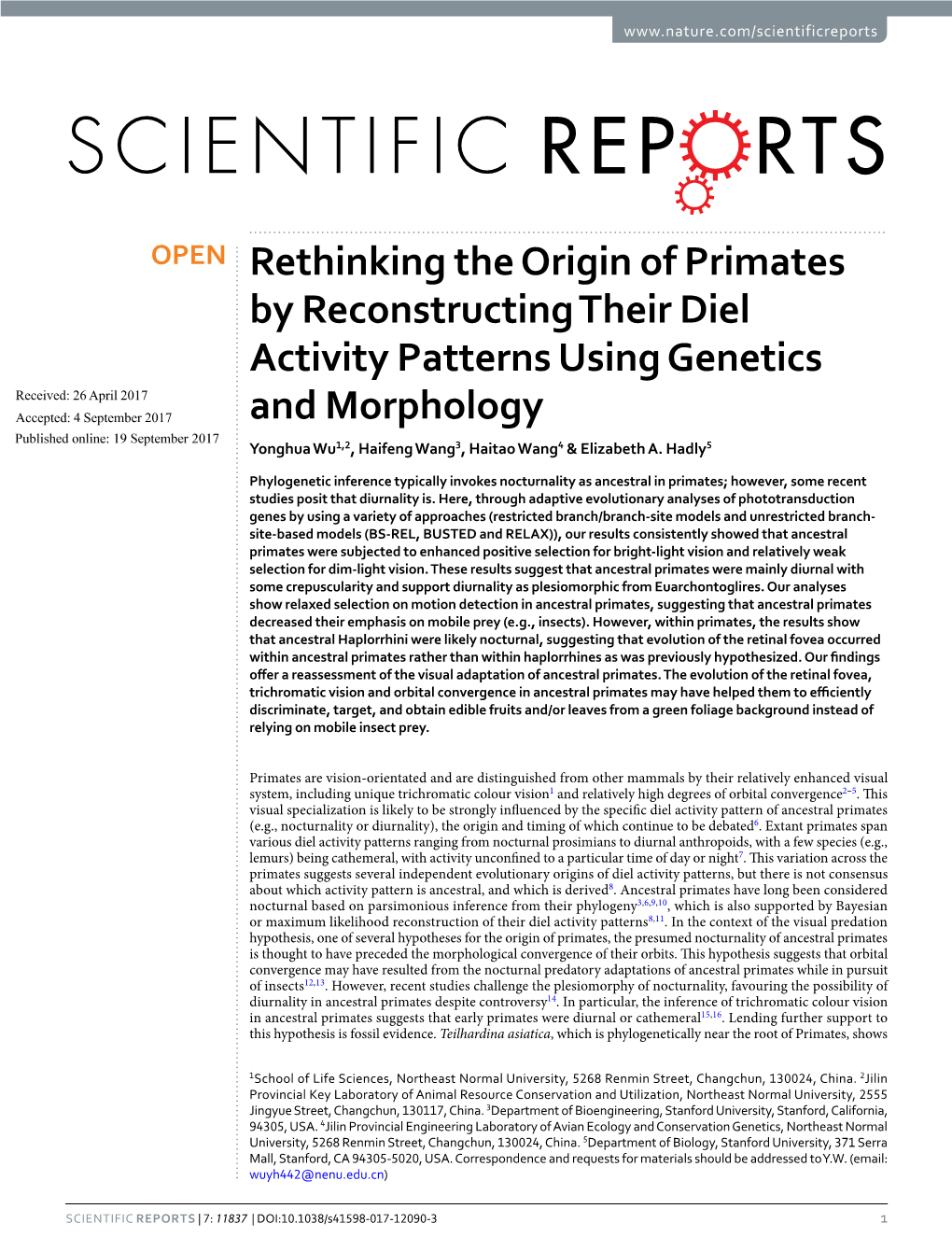 Rethinking the Origin of Primates by Reconstructing Their Diel Activity