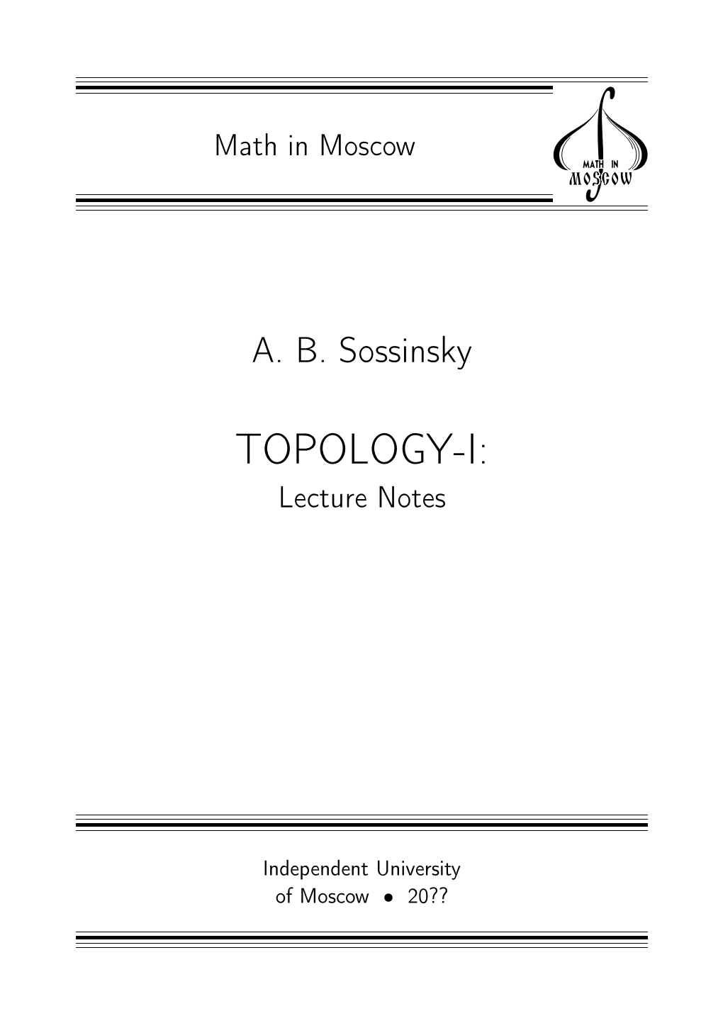 TOPOLOGY-I: Lecture Notes