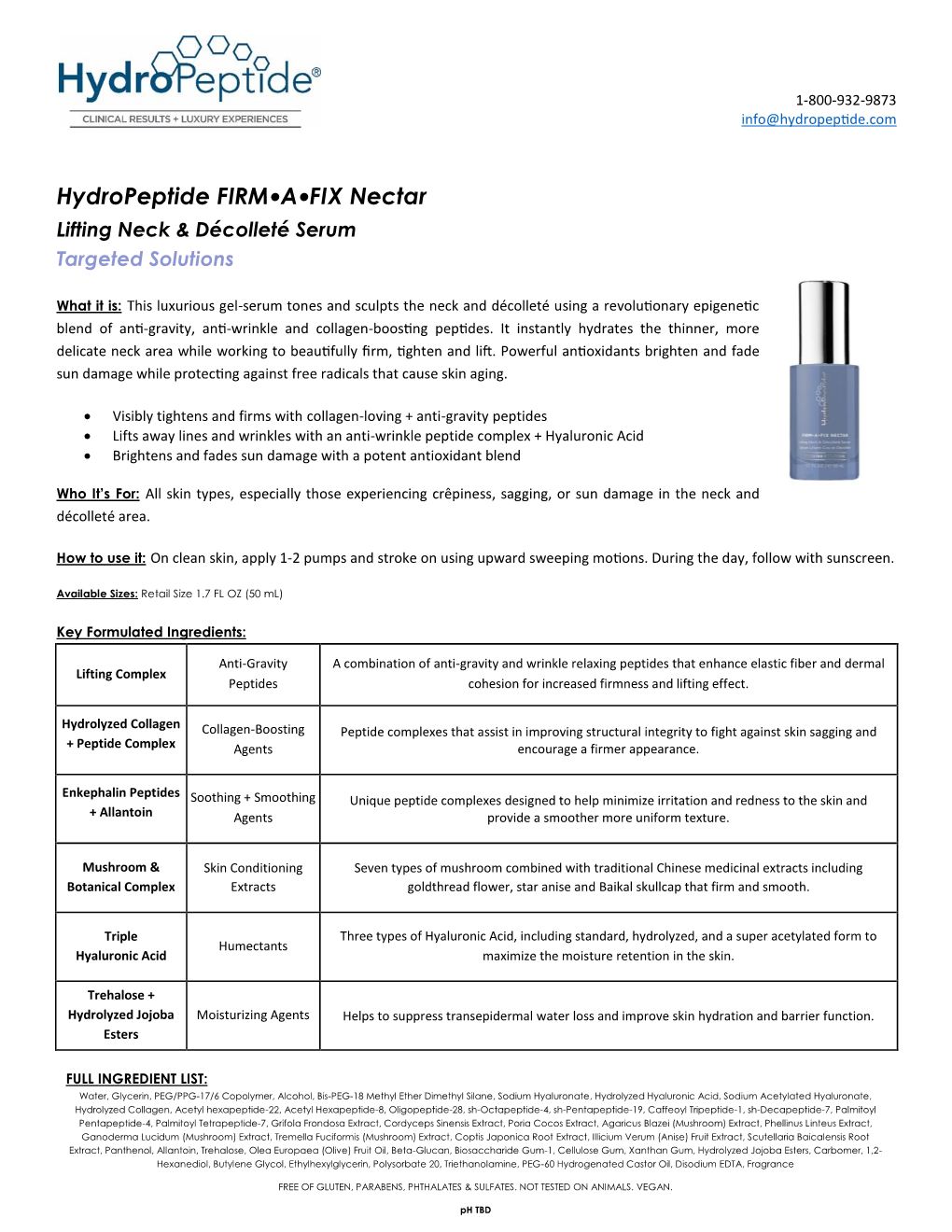 Hydropeptide FIRM•A•FIX Nectar Lifting Neck & Décolleté Serum Targeted Solutions