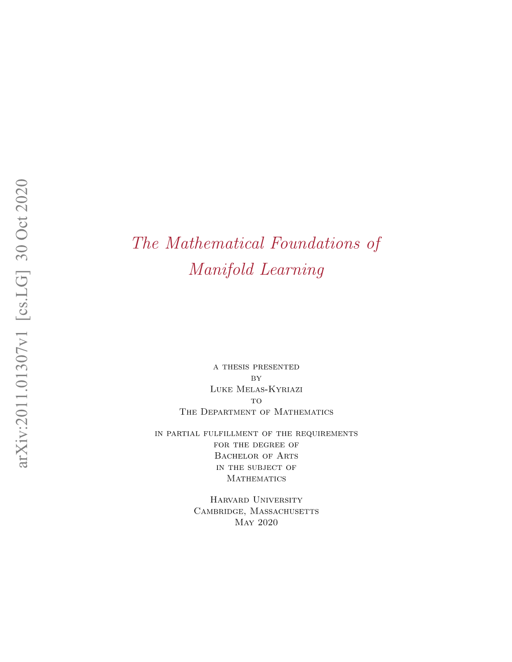 The Mathematical Foundations of Manifold Learning Arxiv