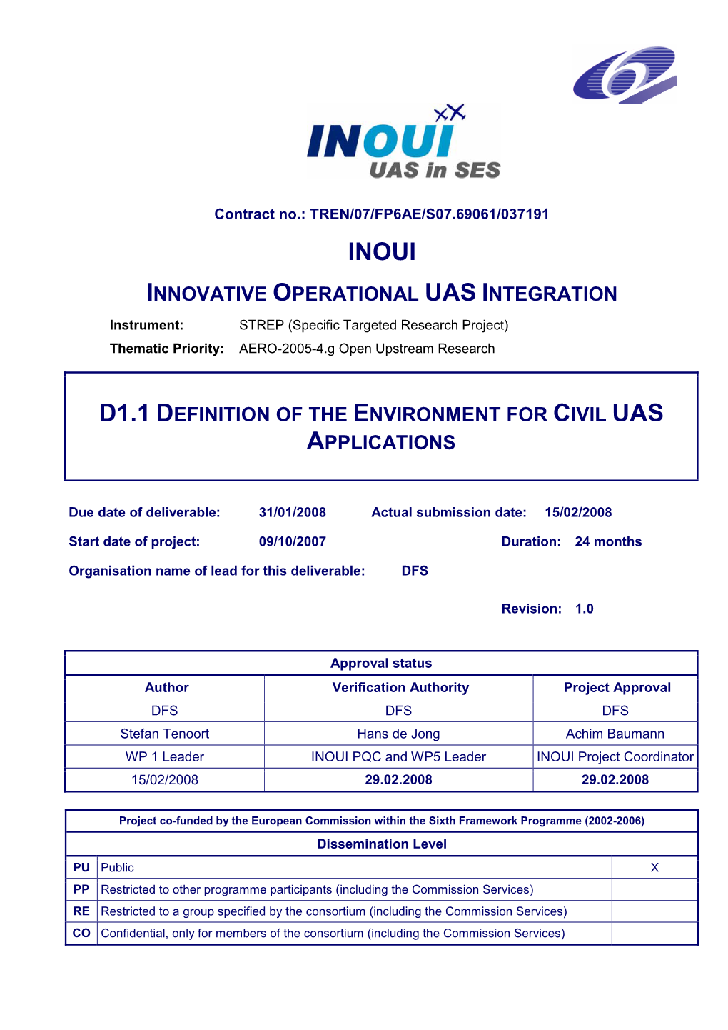 Innovative Operational Uas Integration D1.1 Definition