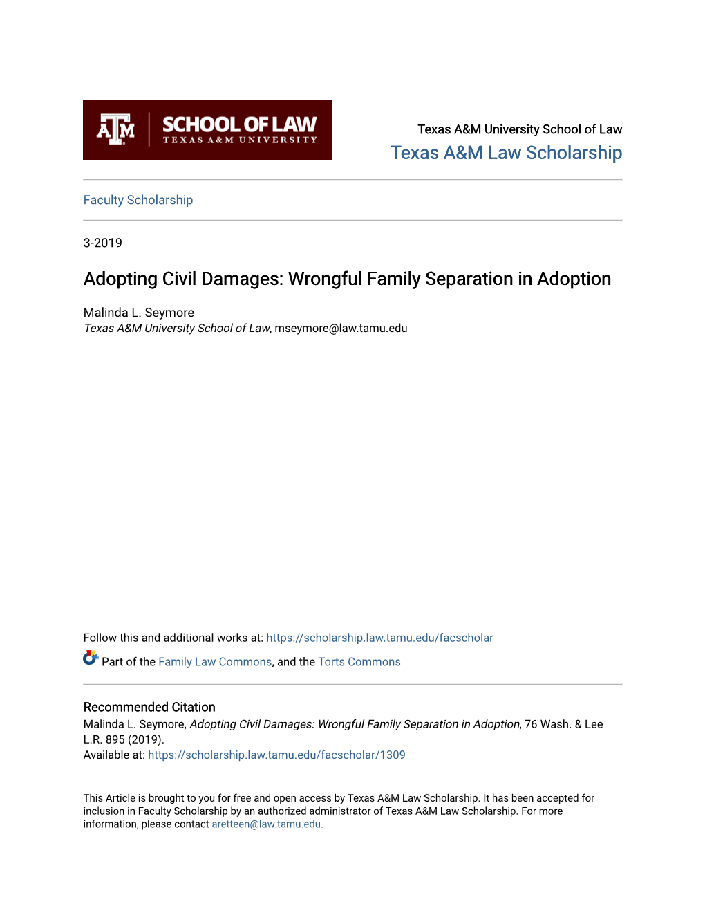 Adopting Civil Damages: Wrongful Family Separation in Adoption