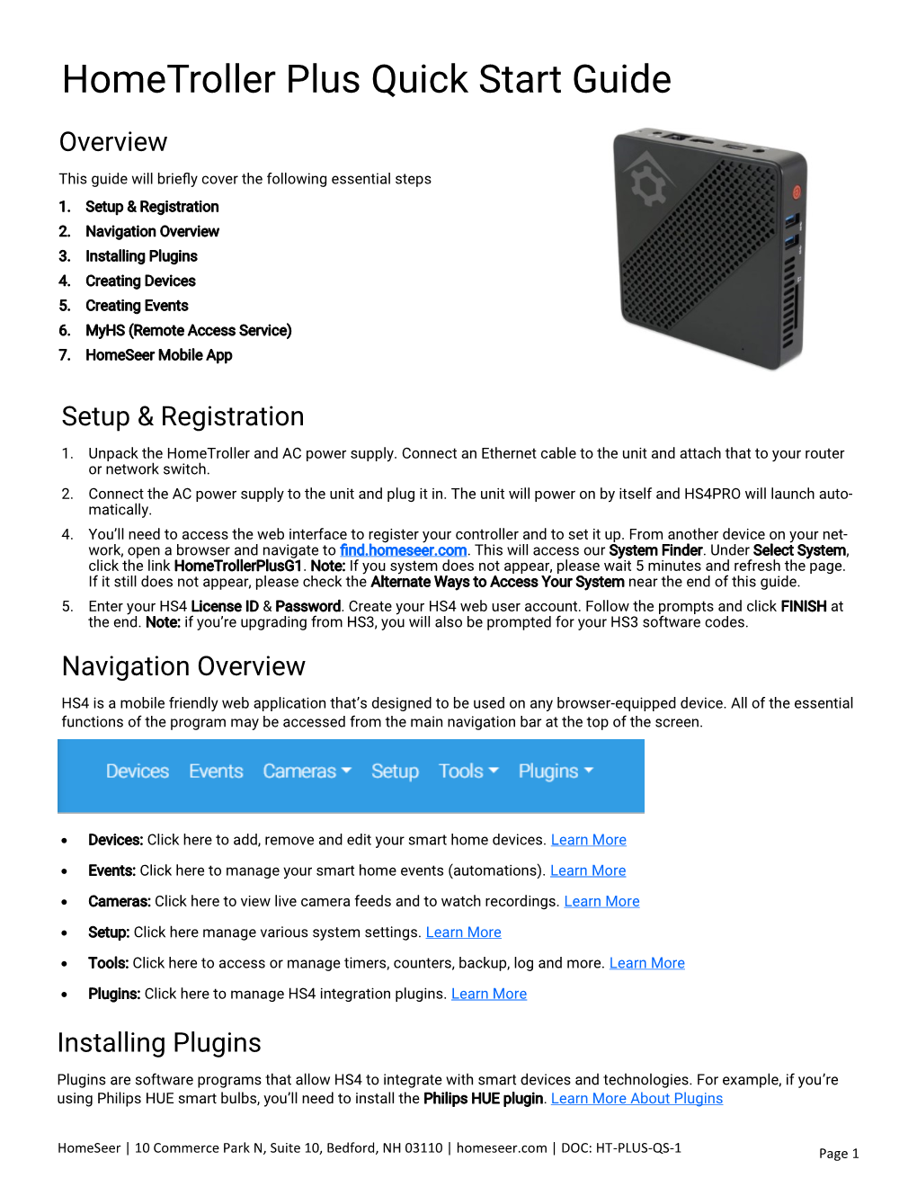 Hometroller Plus Quick Start Guide