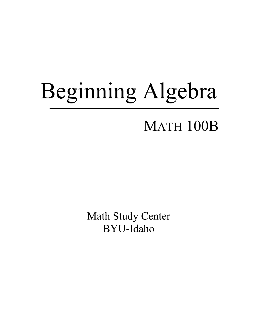 Math 100B Textbook