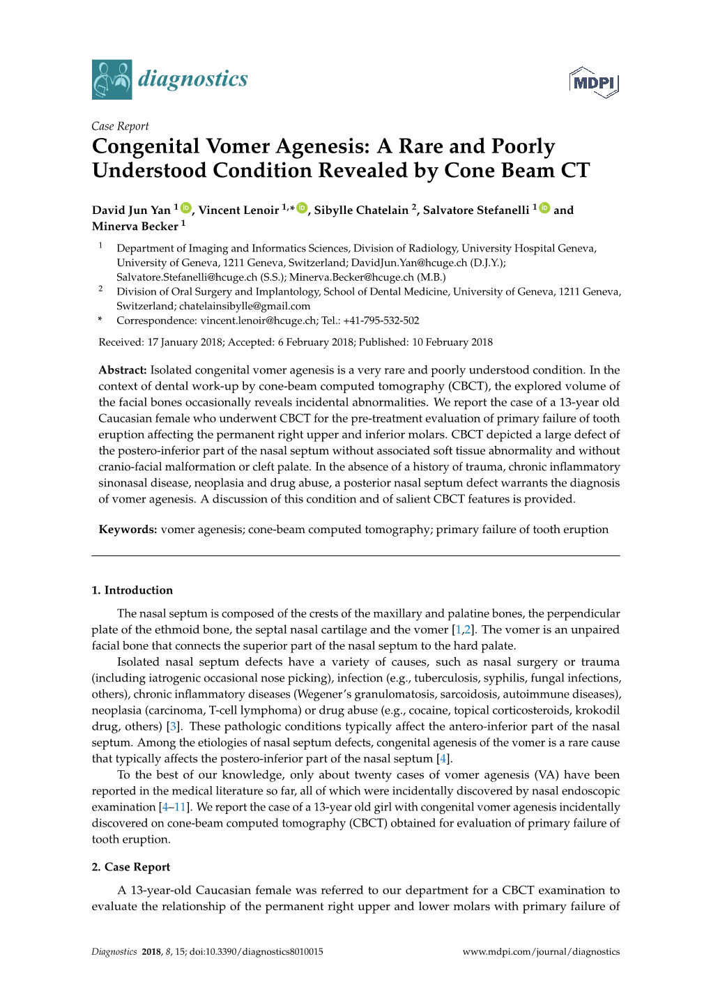 Congenital Vomer Agenesis: a Rare and Poorly Understood Condition Revealed by Cone Beam CT