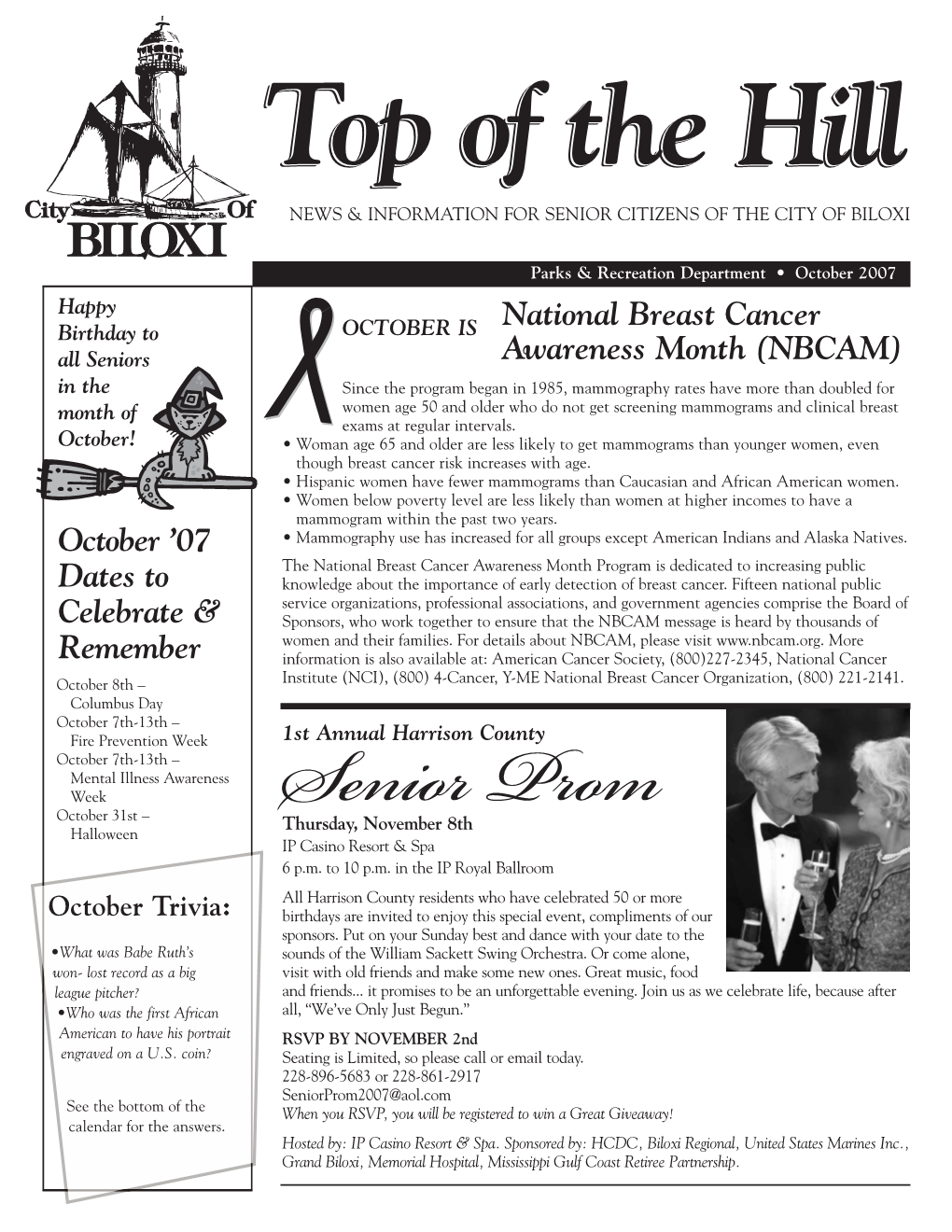 October '07 Dates to Celebrate & Remember National Breast Cancer Awareness Month (NBCAM)