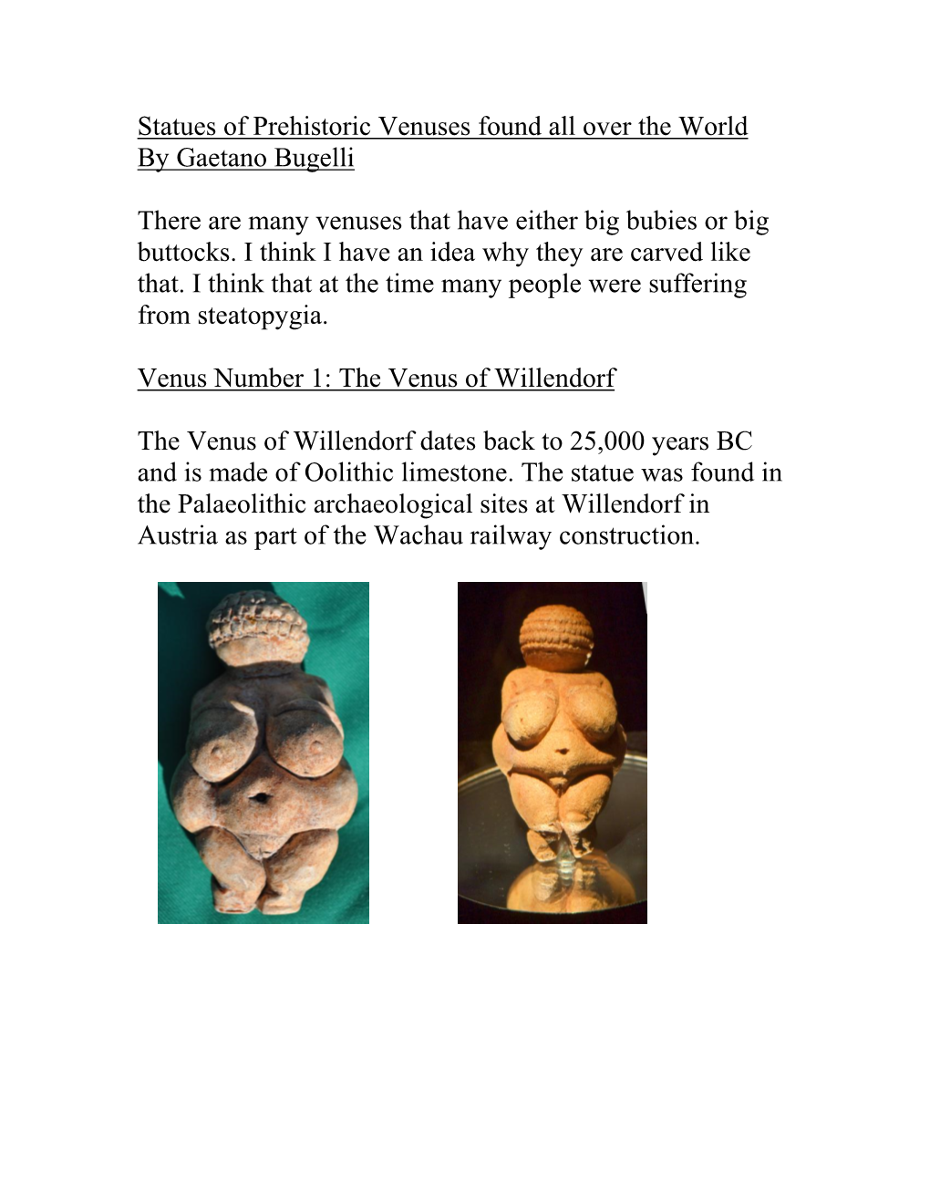 Statues of Prehistoric Venuses Found All Over the World by Gaetano Bugelli