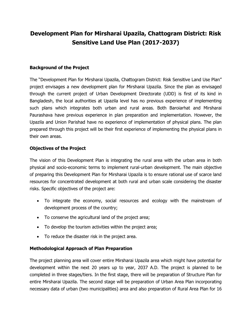 Risk Sensitive Land Use Plan (2017-2037)
