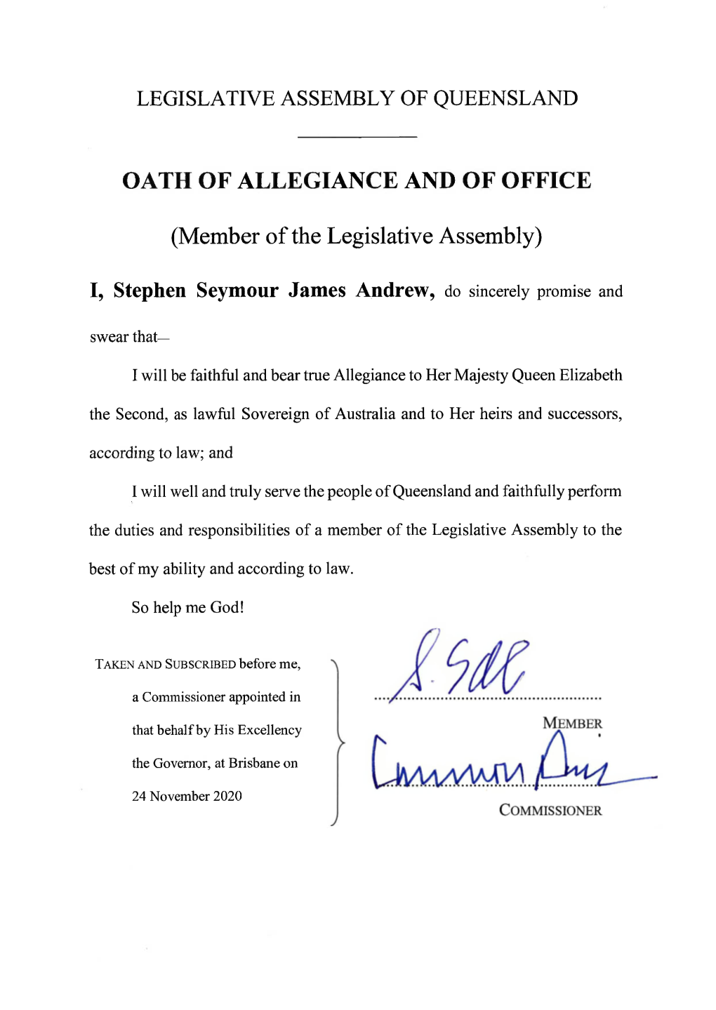 Oath of Allegiance and of Office