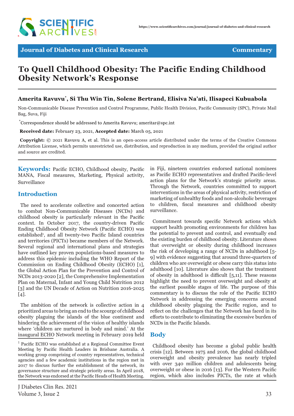 To Quell Childhood Obesity: the Pacific Ending Childhood Obesity Network’S Response