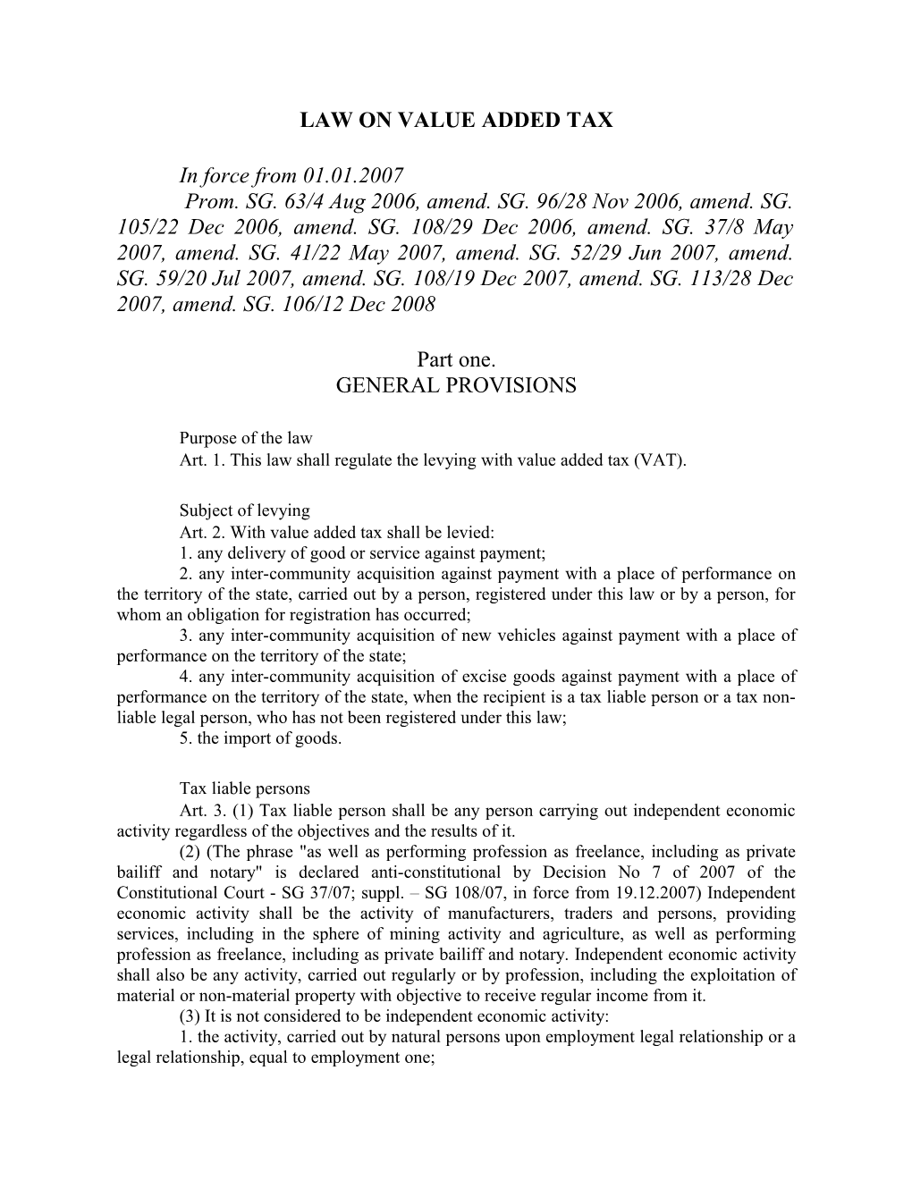 Law on Value Added Tax