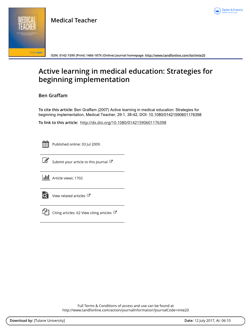 Active Learning in Medical Education: Strategies for Beginning Implementation