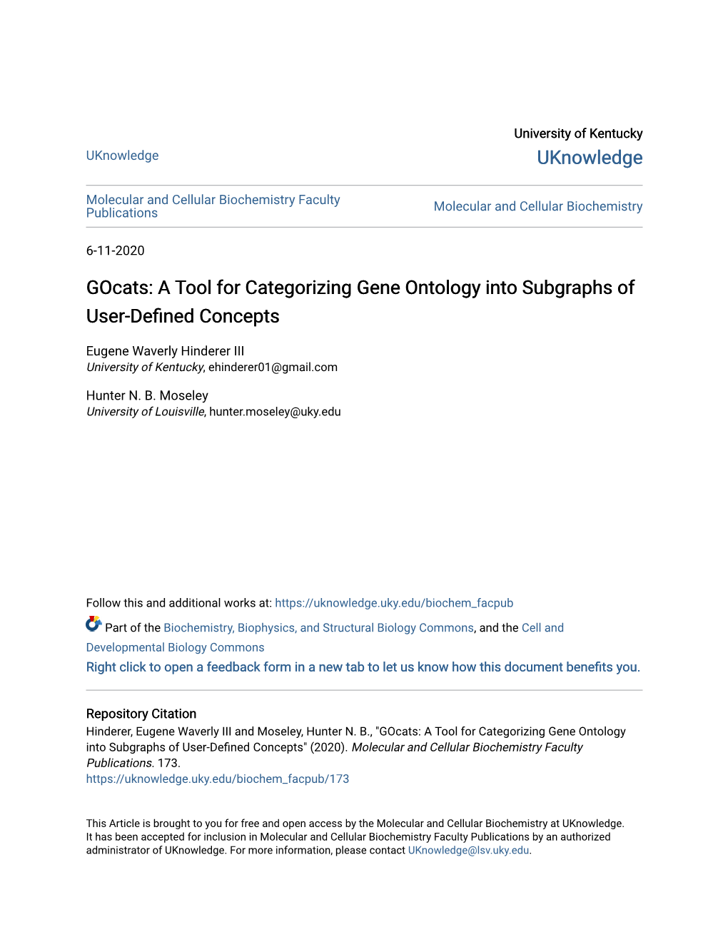 Gocats: a Tool for Categorizing Gene Ontology Into Subgraphs of User-Defined Concepts