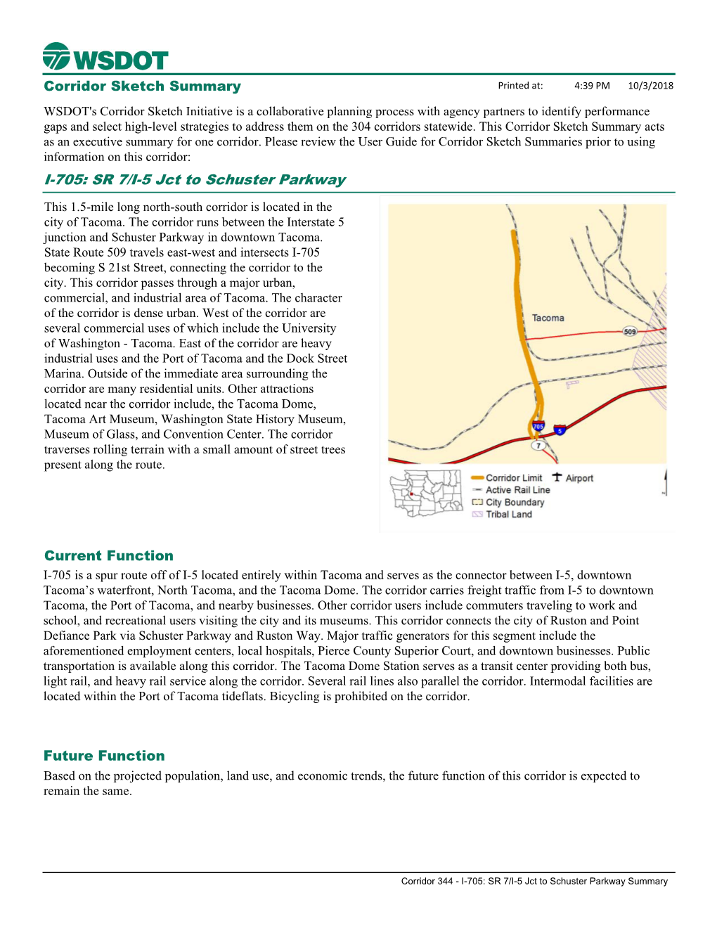 I-705: SR 7/I-5 Jct to Schuster Parkway Corridor Sketch Summary