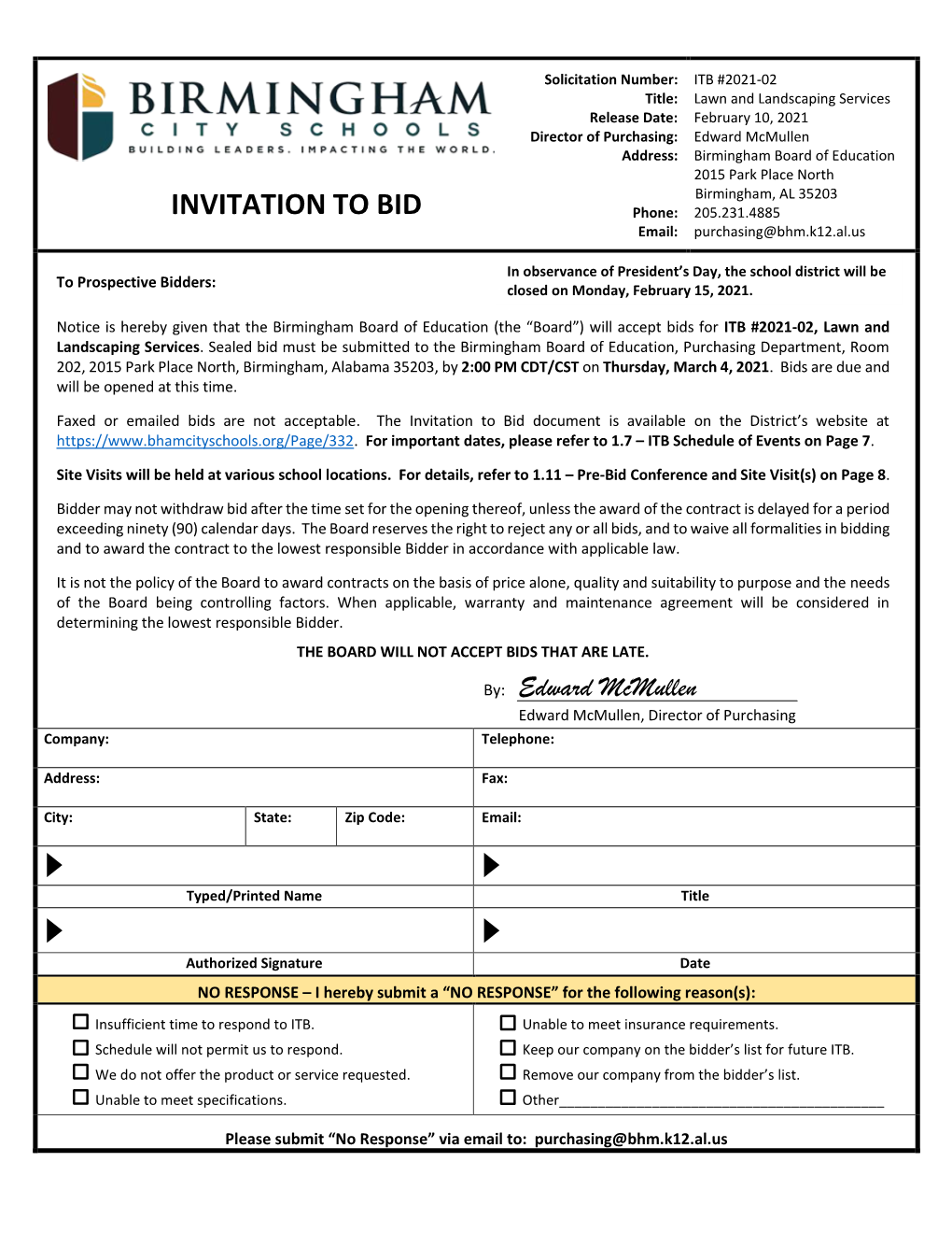 Invitation to Bid (Irb)