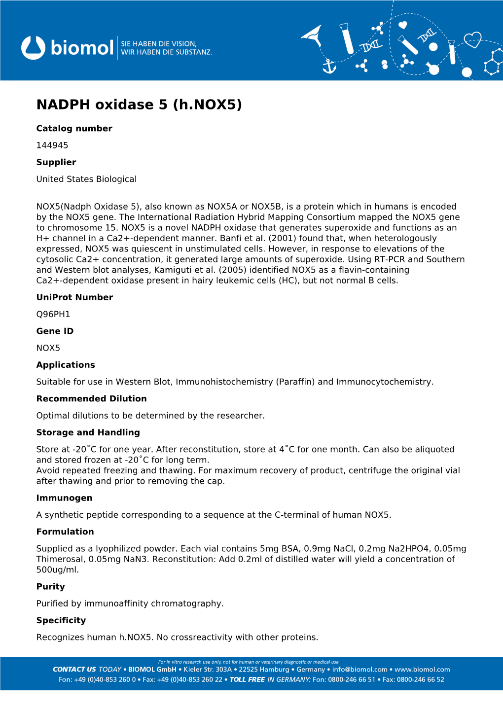 Usbiological Datasheet