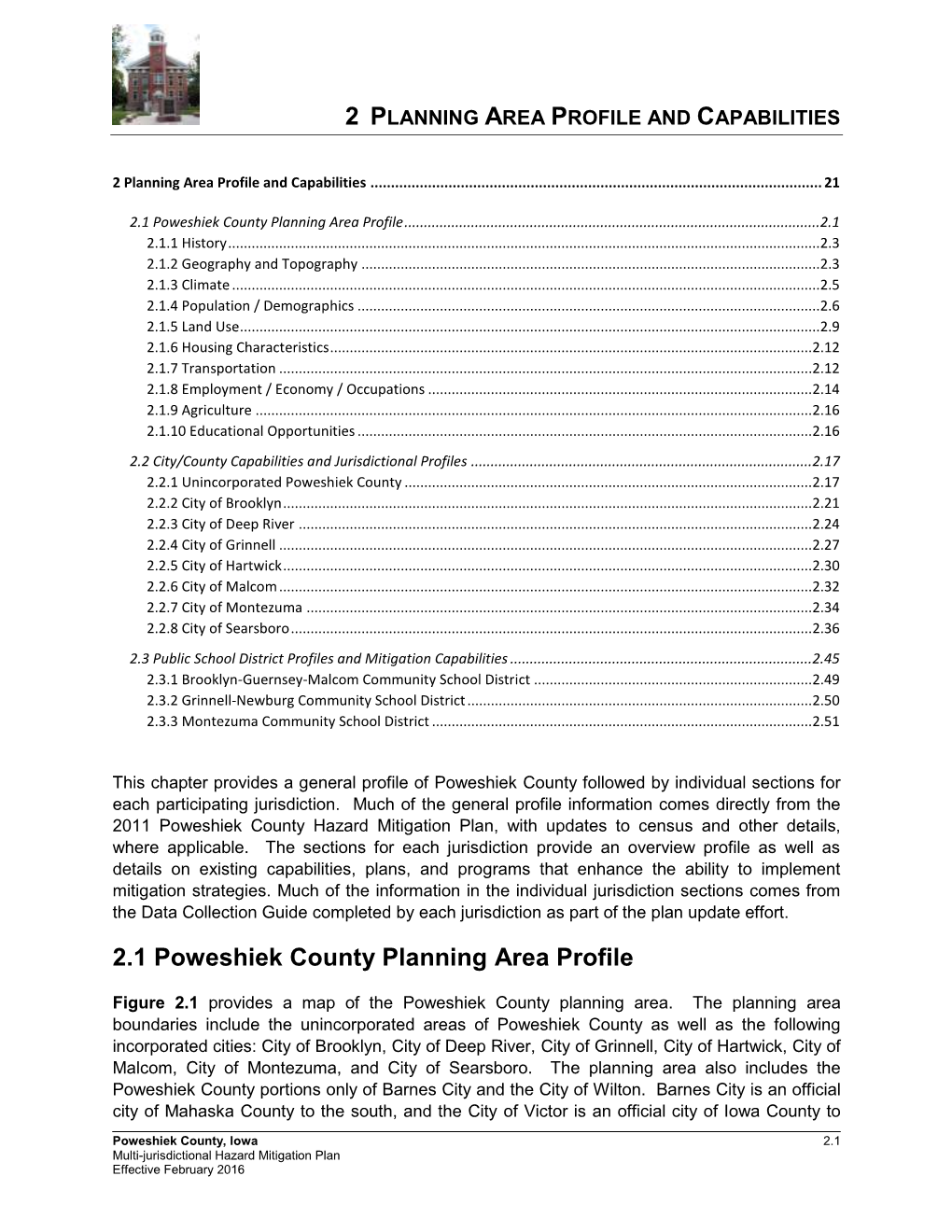 2 Planning Area Profile and Capabilities