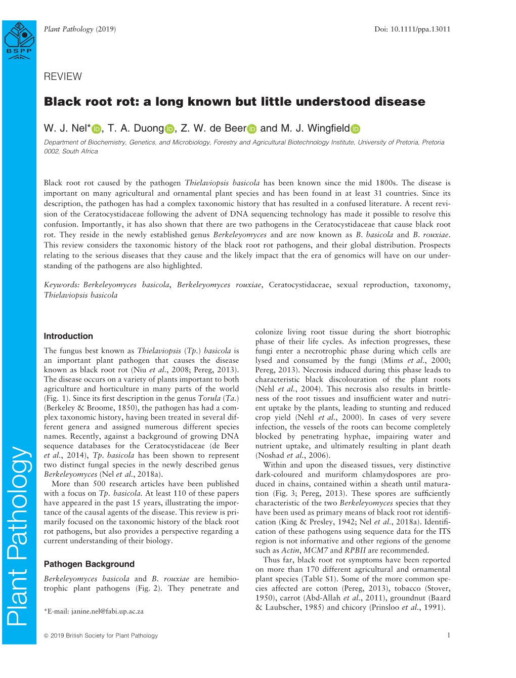 Black Root Rot: a Long Known but Little Understood Disease