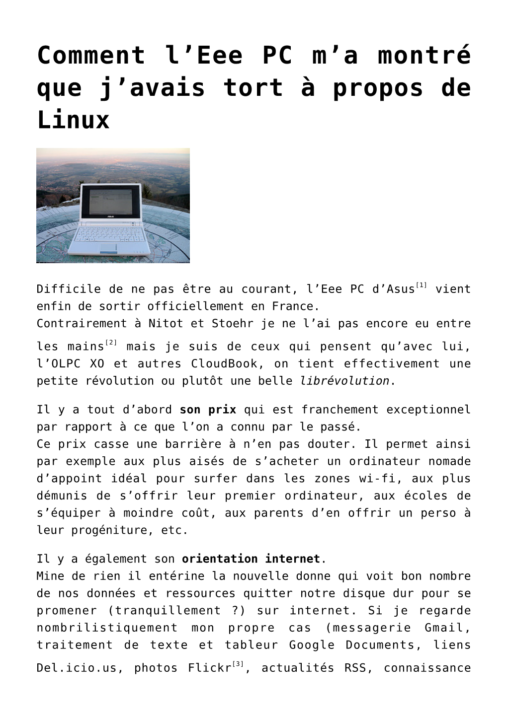 Eee PC M'a Montré Que J&Rsquo;Avais Tort À Propos De Linux