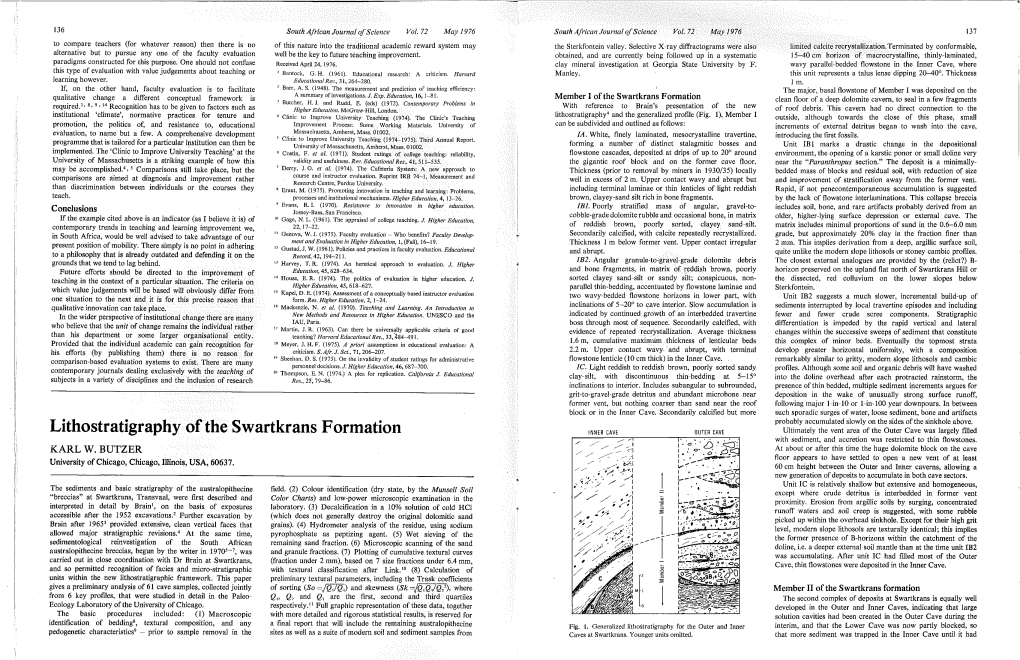 Lithostratigraphy of the Swartkrans Formation