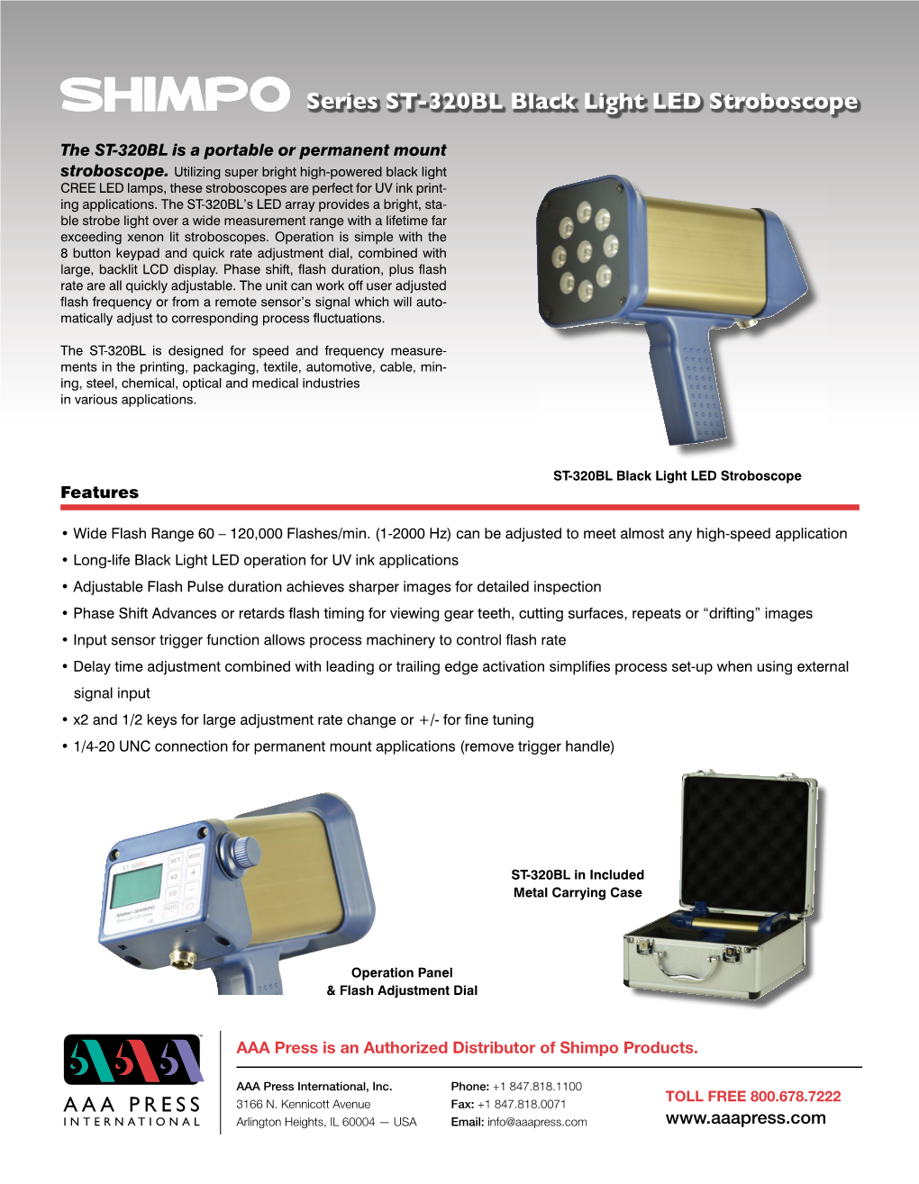 Series ST-320BL Black Light LED Stroboscope