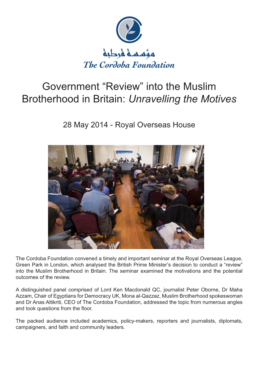Into the Muslim Brotherhood in Britain: Unravelling the Motives